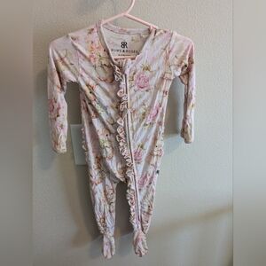 Bums And Roses Spring Bunny Easter Baby Girl  6-9 Month One Piece Bamboo Pajamas